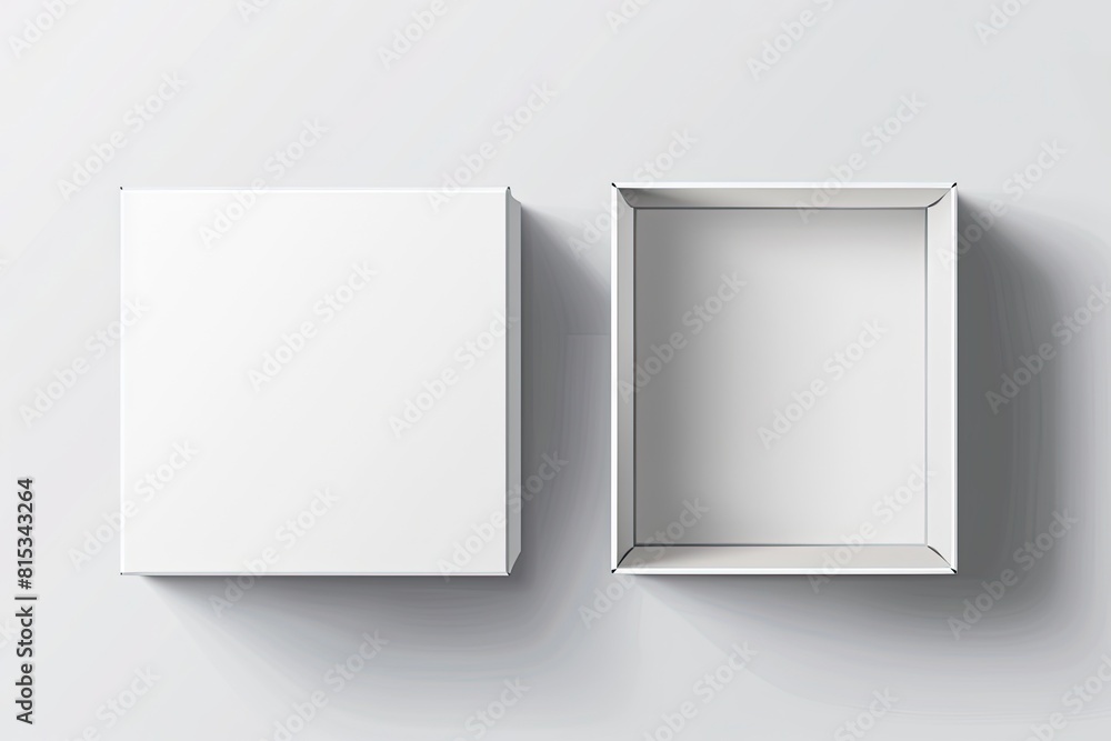 custom made wallpaper toronto digitalRealistic box top view. Open white package mockup cardboard closed gift box blank paper pack. Square container vector design template