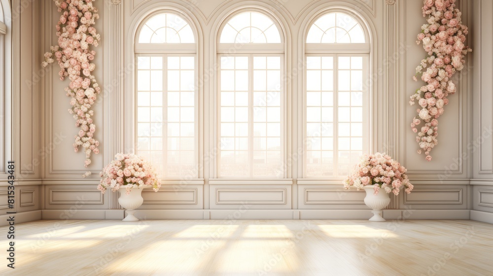 Elegant white wedding scene with soft lighting and intimate ambiance Elegant white wedding scene with soft lighting and intimate ambiance