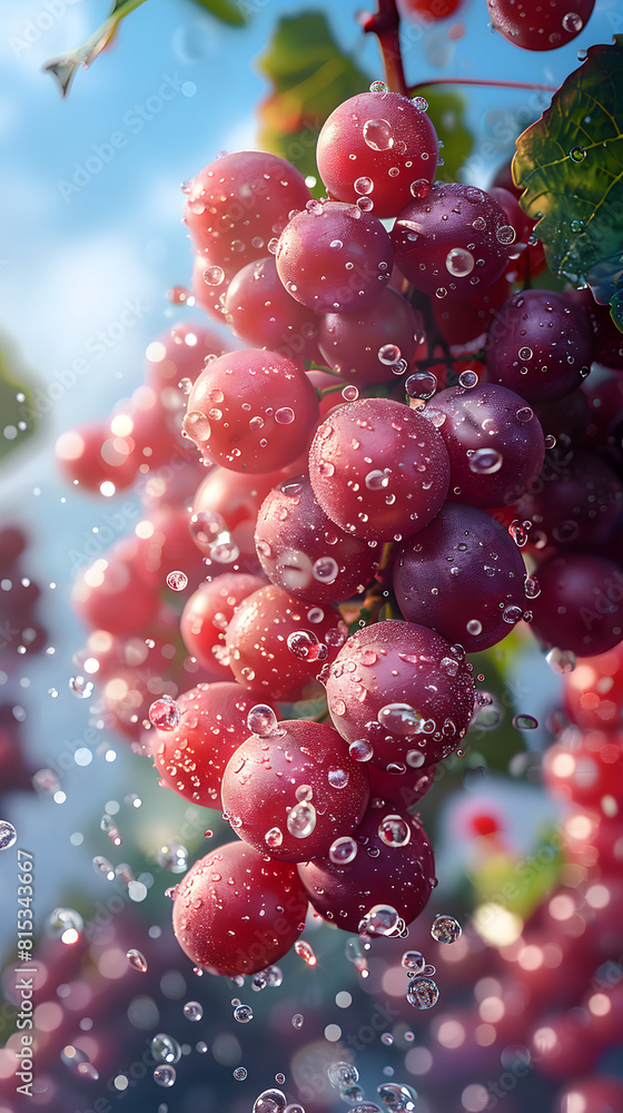 juicy fruit delicious grapes and summer blue sky water splash juicy fruit delicious grapes and summer blue sky water splash