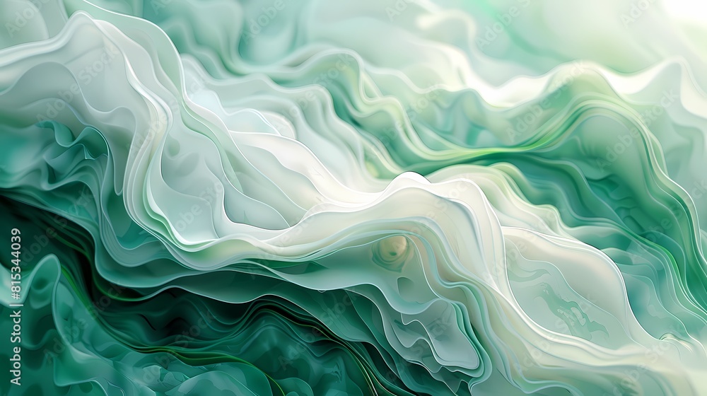 Obraz premium Digital technology green and white flowing lines poster PPT background