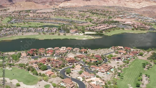 Aerial view of Lake Las Vegas Henderson Nevada residential suburban community 27
