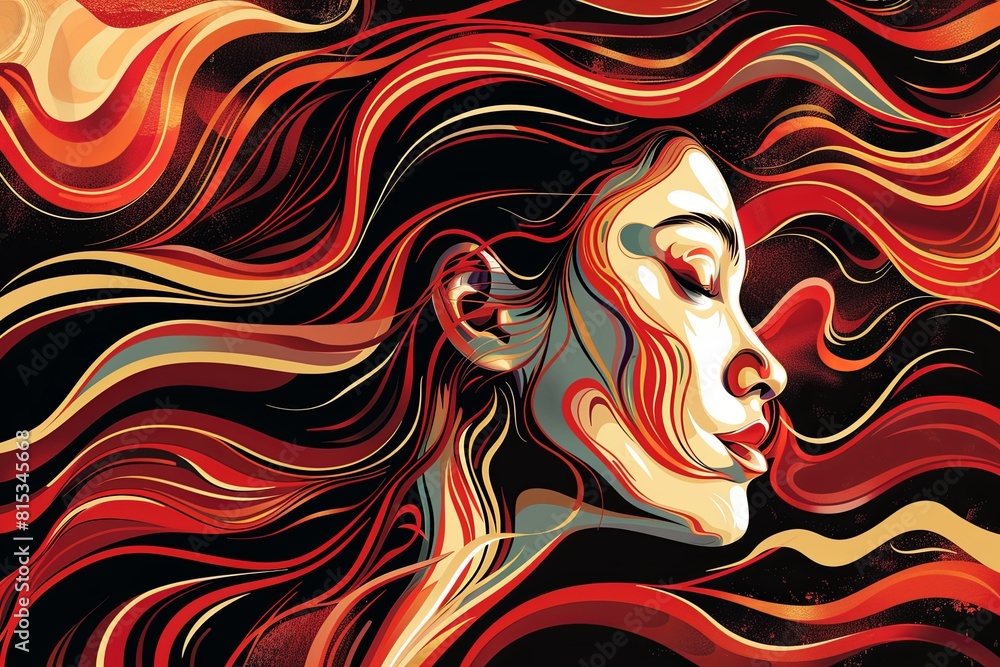 Abstract portrait of woman with flowing hair Abstract portrait of woman with flowing hair