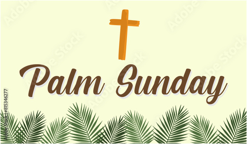 sunday palm with cross and palm leaves