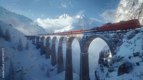train between mountains photo