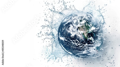 The striking image depicts the concept of water scarcity on Earth set against a crisp white background It serves as a powerful reminder of the global challenge of water deficiency resonating