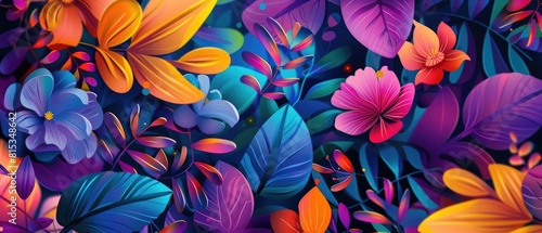 Beautiful abstract colorful vibrant floral design background banner