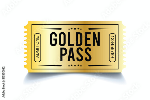 Realistic Golden ticket vector