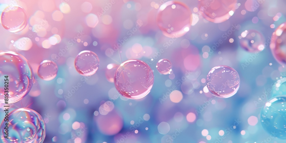 Floating bubbles in colors of pastel pink and blue Floating bubbles in colors of pastel pink and blue