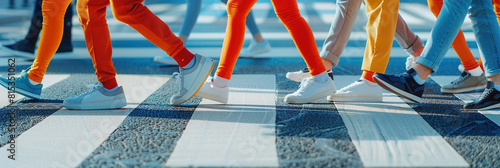 Pedestrians walking on pedestrian-friendly streets, urban mobility solutions for safer cities. photo