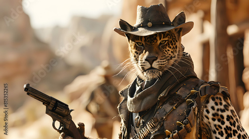 Illustrations Of  Leopard western cowboy photo