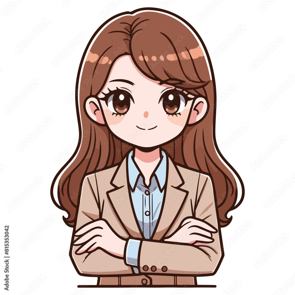 Business Woman With Folded Arms. Portrait of business woman in suit smiling and with folded arms. Business Woman With Folded Arms. Portrait of business woman in suit smiling and with folded arms.