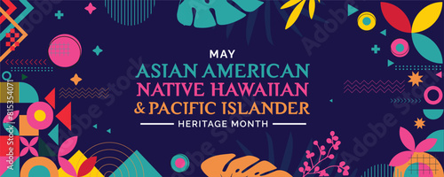 Asian american, native hawaiian and pacific islander heritage month Vector vertical banner for social media. Illustration photo