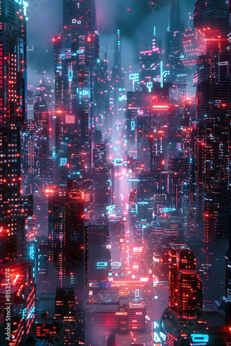 Augmented Reality Shapes Urban Warfare in Neon-Lit Dystopian Cityscape with Neural Implants Dictating Outcomes