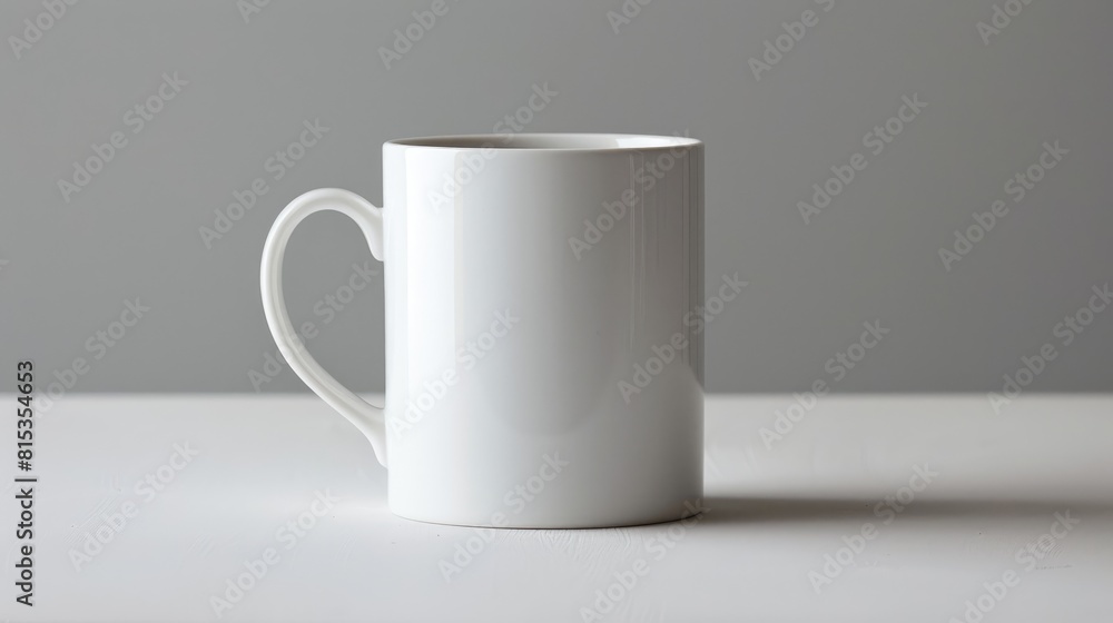 Obraz premium Porcelain Coffee Mug Adorned on a White Surface