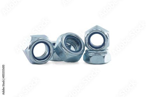 Foto Self locking hex nuts isolated on white background