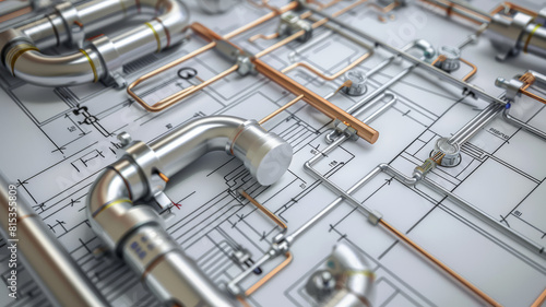 plumbing architect drawing design,generative ai