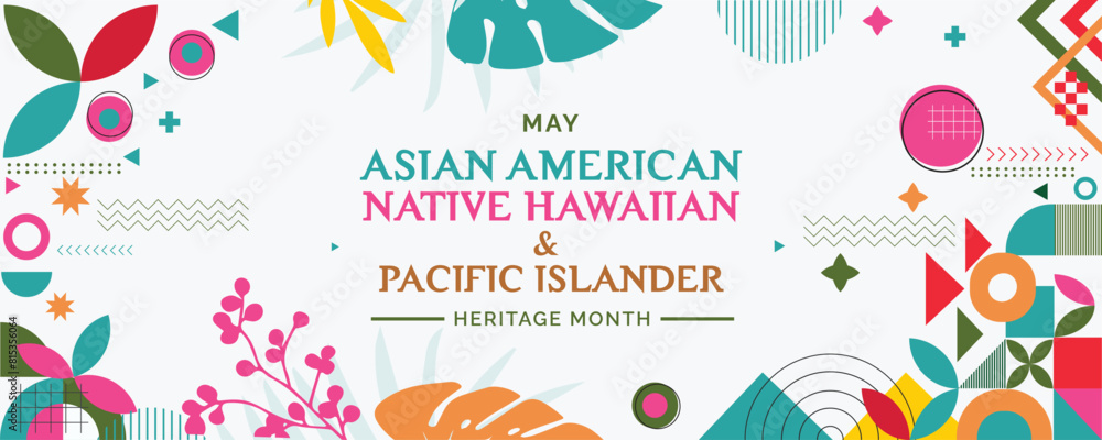 Asian american, native hawaiian and pacific islander heritage month Vector vertical banner for social media. Illustration