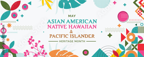 Asian american, native hawaiian and pacific islander heritage month Vector vertical banner for social media. Illustration photo