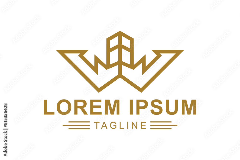 Building logo. Abstract letter logo W with building. Creative logo professional. simple design editable Building logo. Abstract letter logo W with building. Creative logo professional. simple design editable