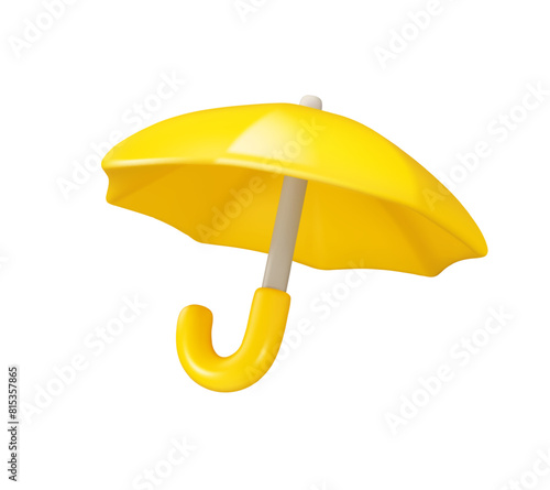 Umbrella vector 3d icon. Yellow parasol illustration, isolated on white background. Safety or protection concept, autumn accessory