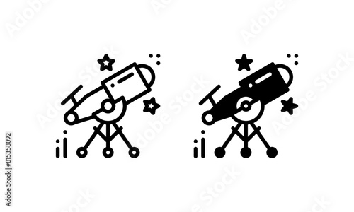 Telescope icon in outline and glyph style