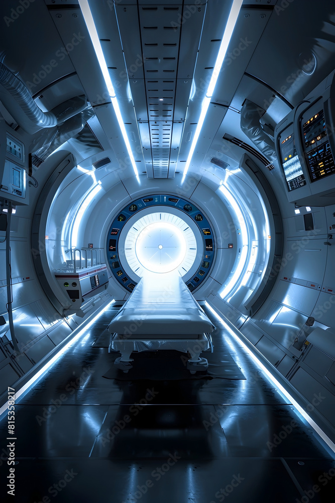 Fototapeta premium Cutting-Edge Proton Beam Therapy in a Futuristic Medical Facility