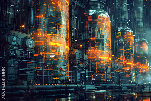 Cybersecurity Safeguards Protecting Advanced Nuclear Power Plants from Digital Threats in Dramatic Cinematic Watercolor Rendering