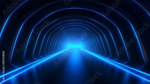 Digital technology blue and black grid future tunnel poster background