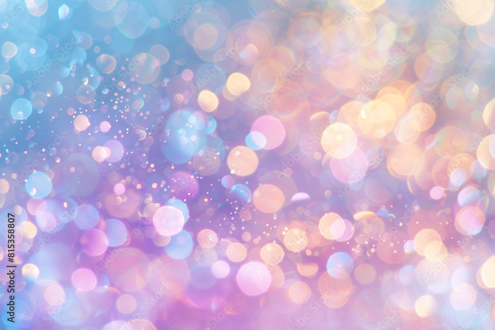 Abstract banner with blurred bokeh effect. They come in a rainbow of pastel purples, blues, golden yellows, silvery whites, and light pinks. The bokeh effect is blended smoothly Abstract banner with blurred bokeh effect. They come in a rainbow of pastel purples, blues, golden yellows, silvery whites, and light pinks. The bokeh effect is blended smoothly