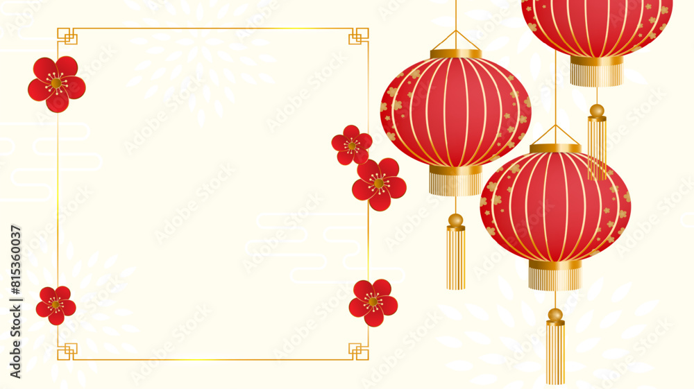 Chinese new year design with red lanterns, frame space for you to enter text on Chinese pattern background. Vector illustration. Chinese new year design with red lanterns, frame space for you to enter text on Chinese pattern background. Vector illustration.