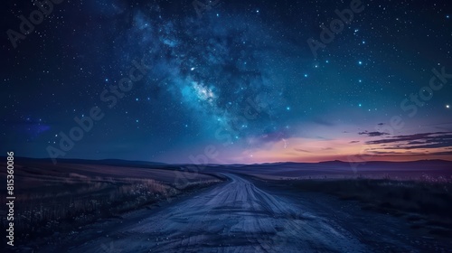 Pure night sky  Reflect on the stars  A wide road leading into the distance  Bright dawn on the horizon 