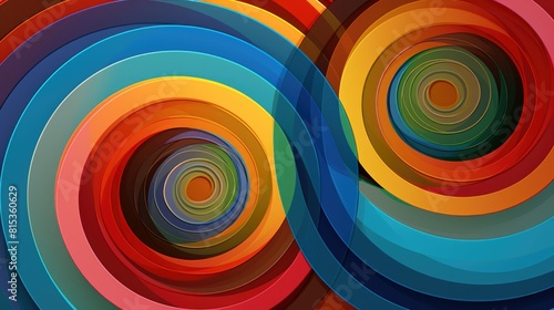 Abstract wavy background with concentric rings of varying sizes and colors