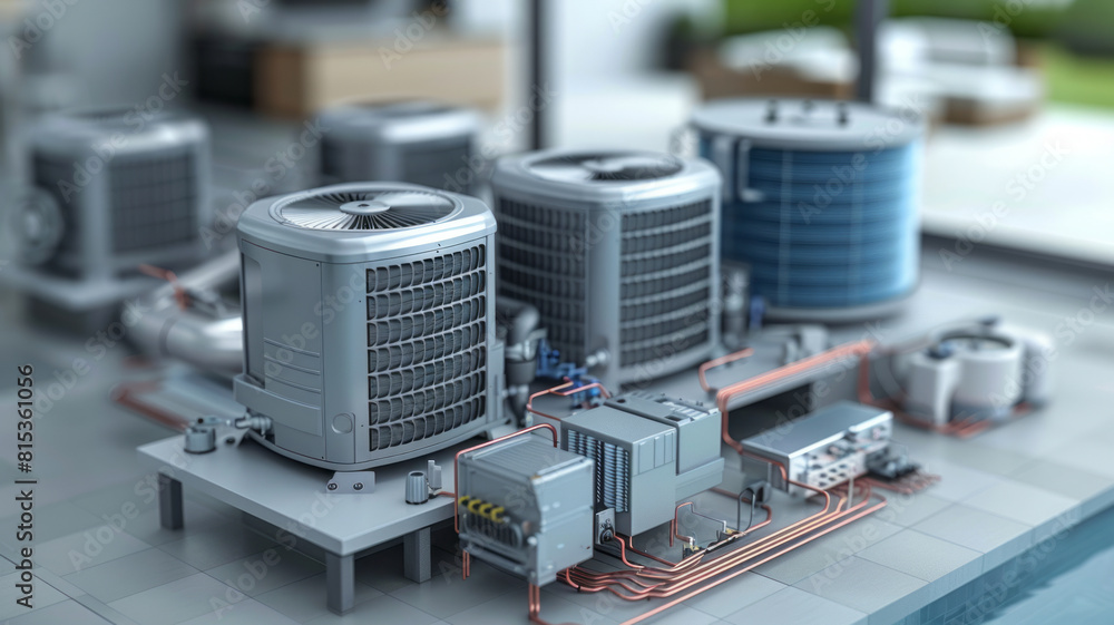 Simplified HVAC system schematic, symbolic infographic.generative ai Simplified HVAC system schematic, symbolic infographic.generative ai