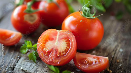 Fresh tomato, natural tomato cut into slices for salad