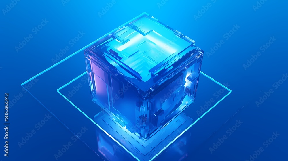 Digital technology blue and black decorative cube poster background Digital technology blue and black decorative cube poster background