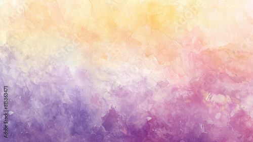 Soft hues of light purple pink rose peach yellow and vanilla blend in an abstract watercolor painting offering a versatile art background for design purposes The color gradient creates a ge photo