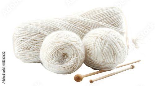 White knitting thread and spockes isolated on transparent background photo