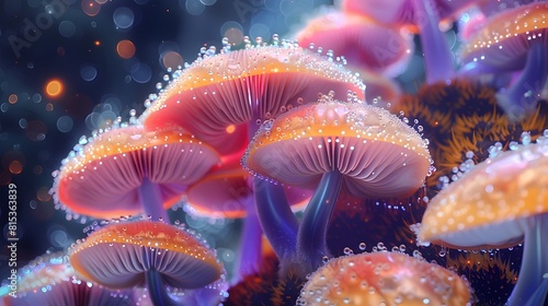 Captivating Psychedelic Mushroom Forest with Surreal Textures and Vibrant Colors