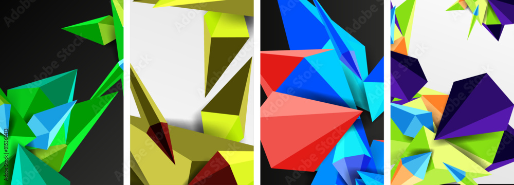 Triangle abstract concepts poster set with geometric minimal designs Triangle abstract concepts poster set with geometric minimal designs
