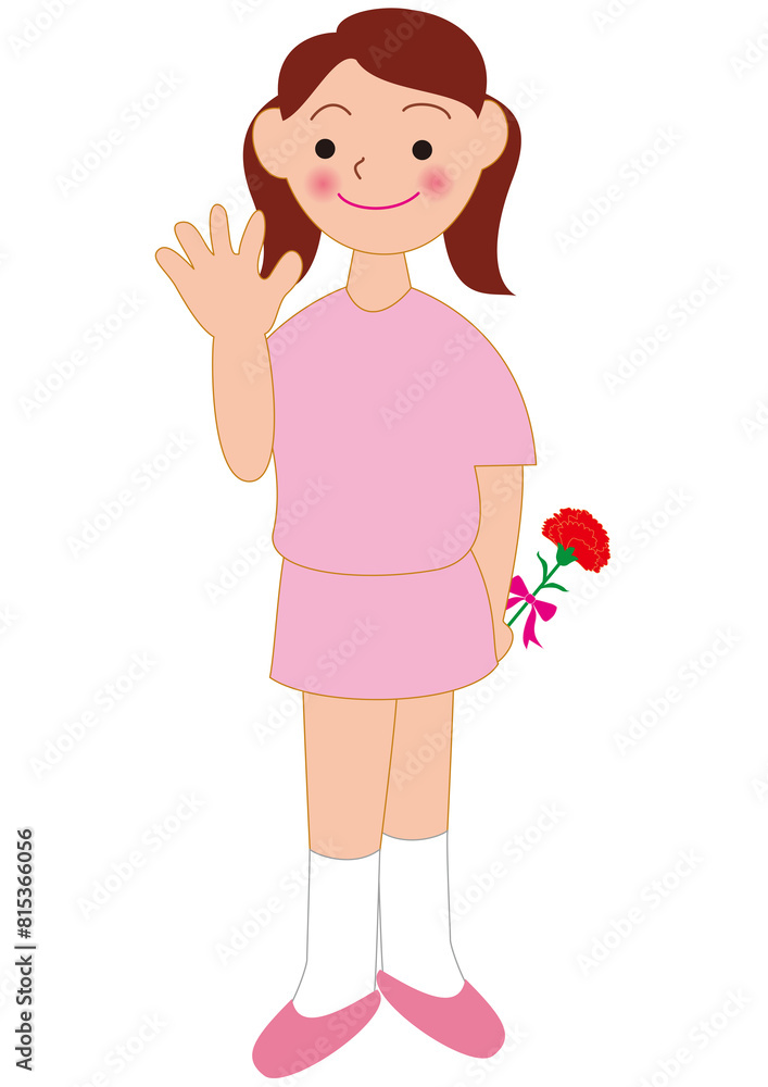 母の日のカーネーションを持つ女の子
母の日のカーネーションを持つ女の子
