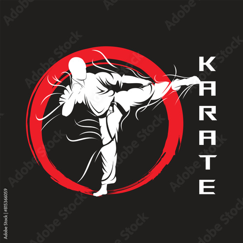 Karate Fighter Movement Technique Silhouette Vector