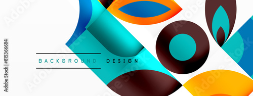 An artistic azure abstract pattern featuring electric blue circles and triangles symmetrically placed on a white background, creating a vibrant and eyecatching design