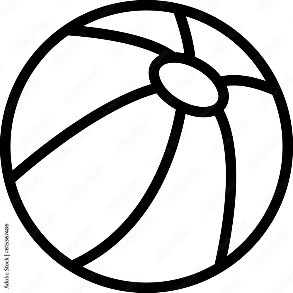 Minimalist black outline icon of a beach ball Minimalist black outline icon of a beach ball