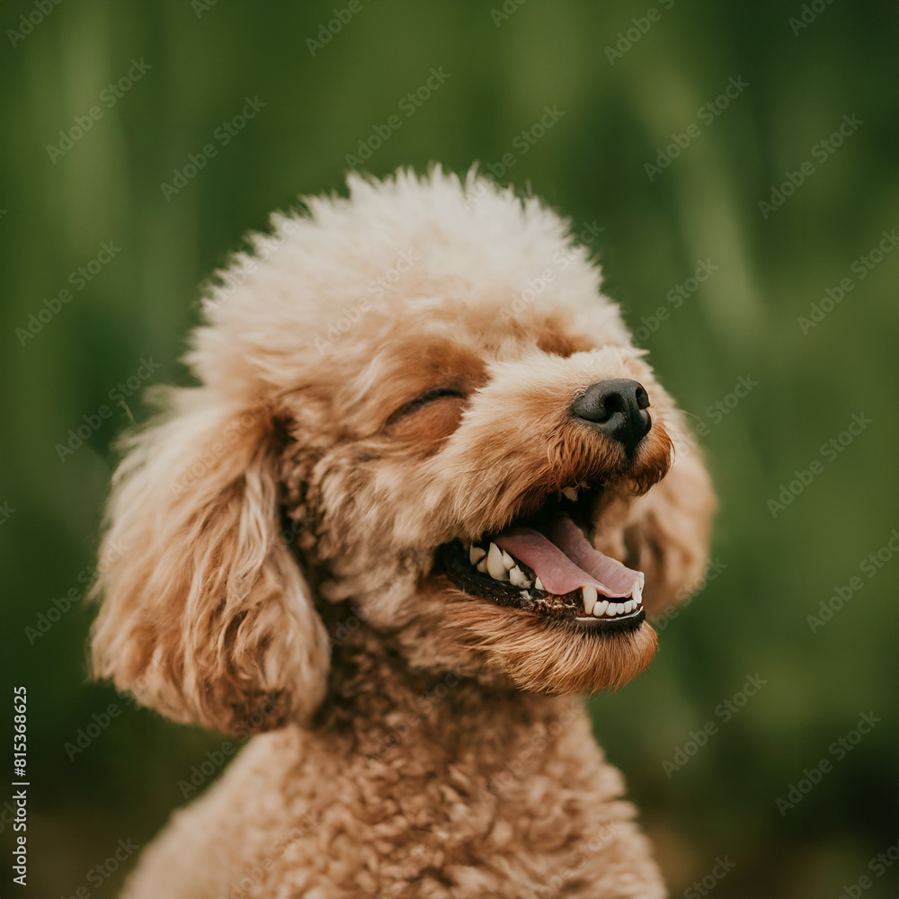 Fototapeta premium Poodle Pup's Joy: Captured Laughter
