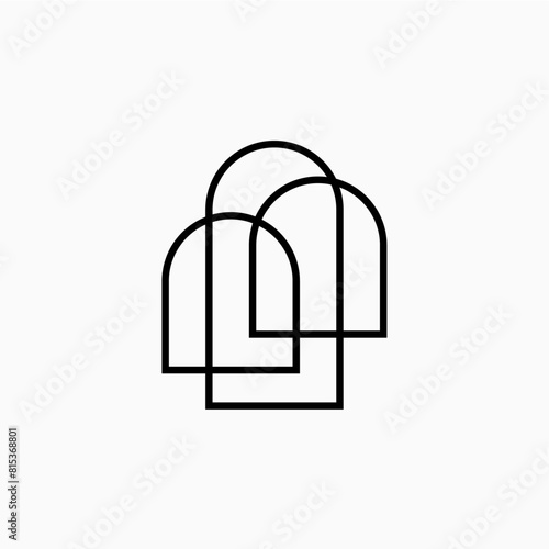 niche door window shape logo line outline monoline vector icon illustration