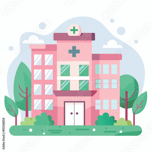 Minimalist hospital building, crafted in an adorable doodle style, Generative AI