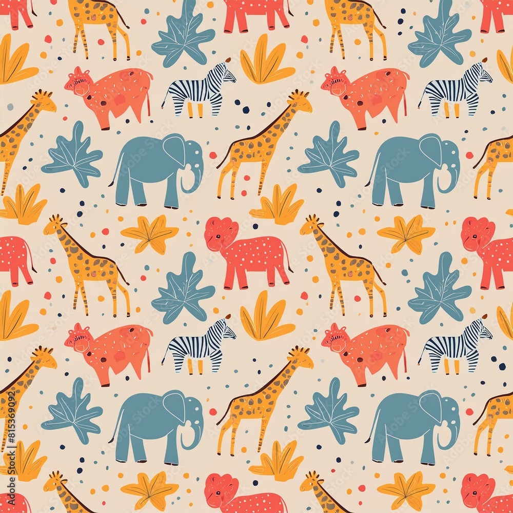 a pattern featuring exotic animals like zebras, giraffes, and elephants, a pattern featuring exotic animals like zebras, giraffes, and elephants,