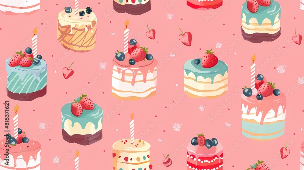 A sweet parade of whimsical birthday cakes and toppings A sweet parade of whimsical birthday cakes and toppings
