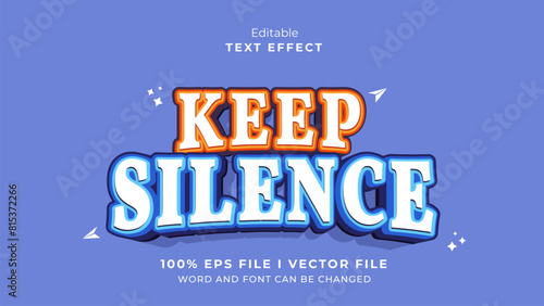 editable keep silence text effect.typhography logo