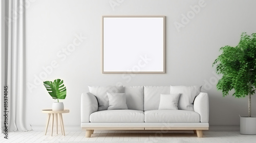 Indoor plant sign mockup with blank white empty space for placing your design photo
